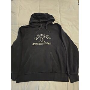 Hurley International Hoodie Men's Large Black Pullover Sweatshirt Logo